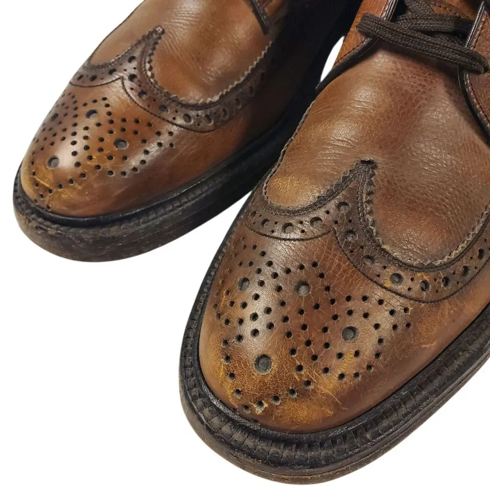 Vintage NUNN BUSH Shoes Mens Size 10 Brown Leather Oxford Wingtip Brogue Casual